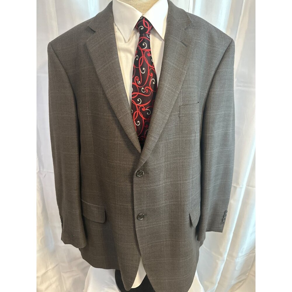 Calvin Klein Blazer Mens Gray Wool Suit Jacket 48R Two-Button Notch Lapel with B